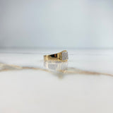 Anillo Placa 3.55gr / T8 1/4 / Circones Blancos Dos Oros Amarillo Blanco &