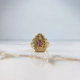 Anillo Virgen De Guadalupe 7.4gr / T7  / Circones Blancos Azules Fucsias Oro Amarillo &