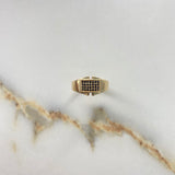 Anillo Placa 3.4gr / T7 1/2 / Circones Negros Oro Amarillo &