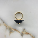 Anillo Oso  8.3gr / T7 1/4 / Circones Negros Verdes Oro Amarillo &