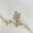 Anillo Floral 7.95gr / T9 / Circones Blancos Dos Oros Blanco Rosa &