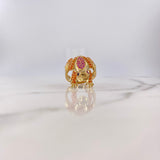 Anillo Rana 6.8gr / T8 / Circones Fucsias Naranjas Oro Amarillo $