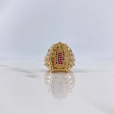 Anillo Virgen Guadalupe 8.4gr / T7 1/4 / Circones Blancos-Fucsias-Verdes Oro Amarillo $