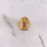 Anillo Virgen Guadalupe 8.4gr / T7 1/4 / Circones Blancos-Fucsias-Verdes Oro Amarillo $