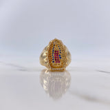 Anillo Virgen Guadalupe 5.7gr / T7 / Circones Azules-Blanco-Fucsias Oro Amarillo $