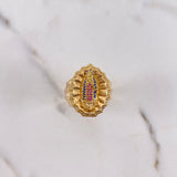 Anillo Virgen Guadalupe 10gr / T10 1/4 / Circones Azules-Blanco-Fucsias Oro Amarillo $