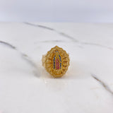 Anillo Virgen Guadalupe 10gr / T10 1/4 / Circones Azules-Blanco-Fucsias Oro Amarillo $