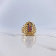 Anillo Virgen Guadalupe 9.15gr / T8 3/4 / Circones Azules-Blanco-Fucsias Oro Amarillo $