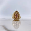 Anillo Virgen Guadalupe 11.8gr / T7 3/4 / Circones Azules-Blanco-Fucsias Oro Amarillo $