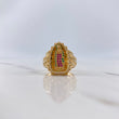 Anillo Virgen Guadalupe 7.8gr / T7 1/2 / Circones Blancos-Fucsias-Verdes Oro Amarillo $