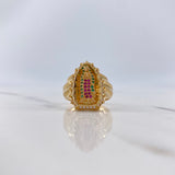 Anillo Virgen Guadalupe 7.8gr / T7 1/2 / Circones Blancos-Fucsias-Verdes Oro Amarillo $