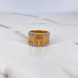 Anillo Cruz Padre Nuestro 9.65gr / T7 1/2 / Circones Blancos Oro Amarillo $