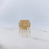 Anillo Escudo Corona 11.2gr / T9 1/2 / Circones Blancos Oro Amarillo $