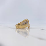 Anillo Escudo Corona 11.2gr / T9 1/2 / Circones Blancos Oro Amarillo $