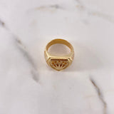 Anillo Escudo Corona 11.2gr / T9 1/2 / Circones Blancos Oro Amarillo $