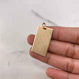 Dije Placa Rectangular Lisa 3.4gr / 3.5cm / 18mm*30mm Bordes Diamantados Oro Amarillo $