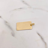 Dije Placa Rectangular Lisa 3.6gr / 3.5cm / 18mm*30mm Esquinas Diamantadas Oro Amarillo $