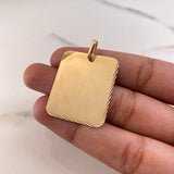 Dije Placa Rectangular Lisa 5.15gr / 3.5cm / 25mm*30mm Bordes Diamantados Oro Amarillo $