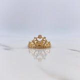 Anillo Tiara 15s 2.25gr / T6 3/4 / Circones Blancos Oro Amarillo $