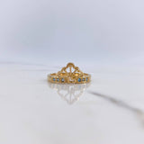 Anillo Tiara 15s 2.75gr / T7 1/4 / Circones Celestes Oro Amarillo $