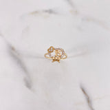 Anillo Corazón Con Moño 15s 1.9gr / T6 / Circones Blancos Oro Amarillo $