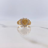 Anillo Corazón Tres Lineas 15s 3.2gr / T6 3/4 / Circones Blancos Oro Amarillo $