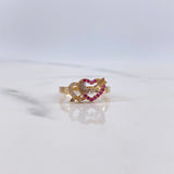 Anillo Corazones 15s 2gr / T6 / Circones Blancos Fucsias Dos Oros Amarillo Blanco $