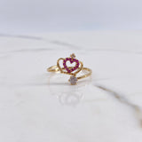 Anillo Corona Abrazo 1.3gr / T6 3/4 / Circones Fucsias Blancos Oro Amarillo $