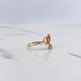 Anillo Corona Abrazo 1.3gr / T6 3/4 / Circones Fucsias Blancos Oro Amarillo $