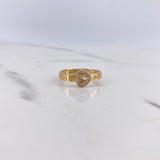 Anillo Tornillo Corazón 2.55gr / T7 1/4 / Circones Blancos Oro Amarillo $