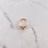 Anillo Corazon De Mar 1.95gr / T6 1/4 / Solitario Circones Morados Rosados Oro Amarillo $