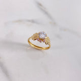 Anillo Corazon De Mar 1.95gr / T7 1/4 / Solitario Circones Blancos Rosados Oro Amarillo $