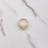 Anillo Solitario Hojas 2.2gr / T6 / Circones Blancos Oro Amarillo $