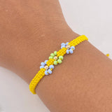 Pulsera Amarilla Balines 0.1gr / 3mm Mostacilla Lila Verde Oro Amarillo $