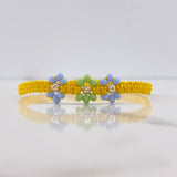 Pulsera Amarilla Balines 0.1gr / 3mm Mostacilla Lila Verde Oro Amarillo $