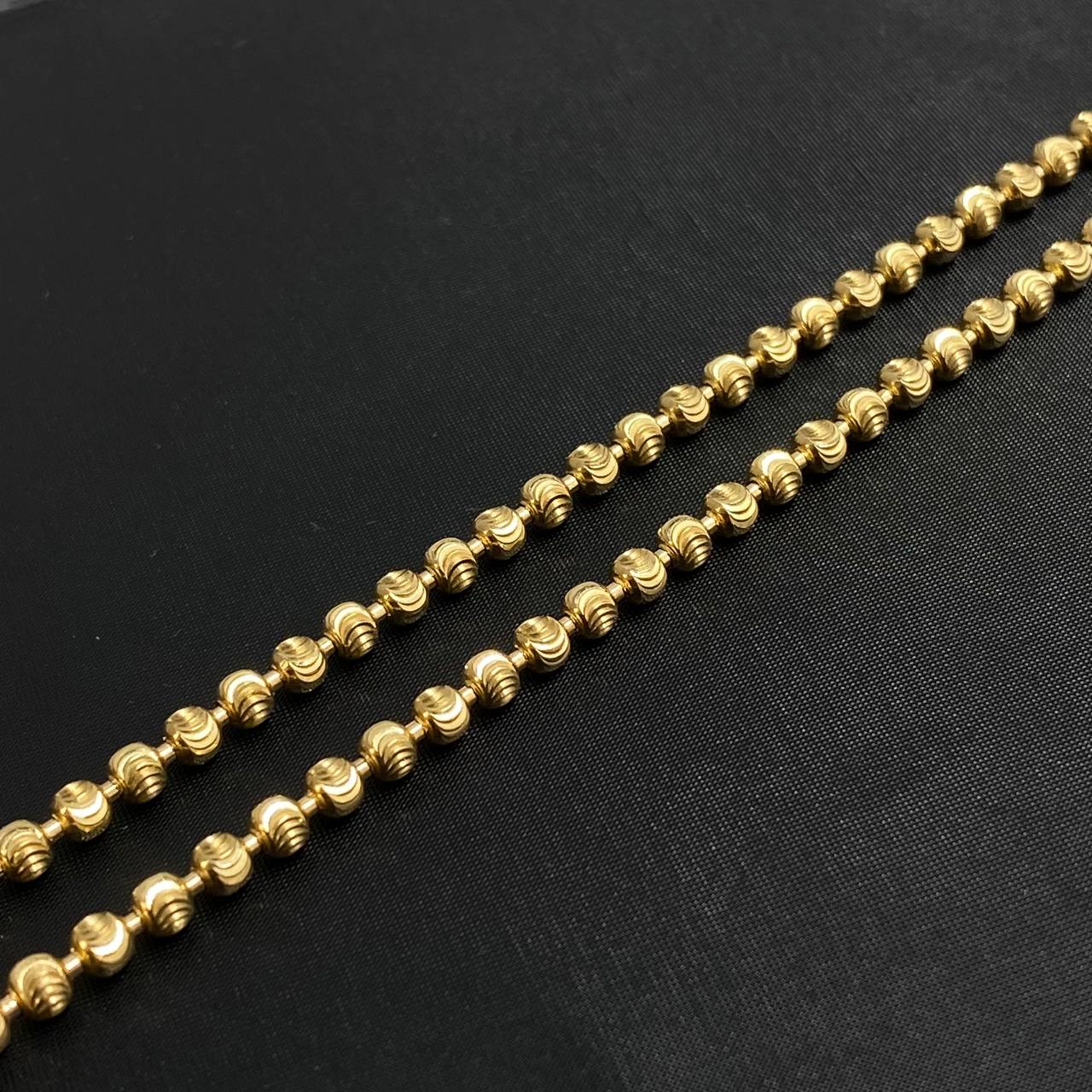 Cadena Militar 23.2gr / 70cm / Bola 3mm Diamantado Lunar Oro Amarillo Nac Esp &