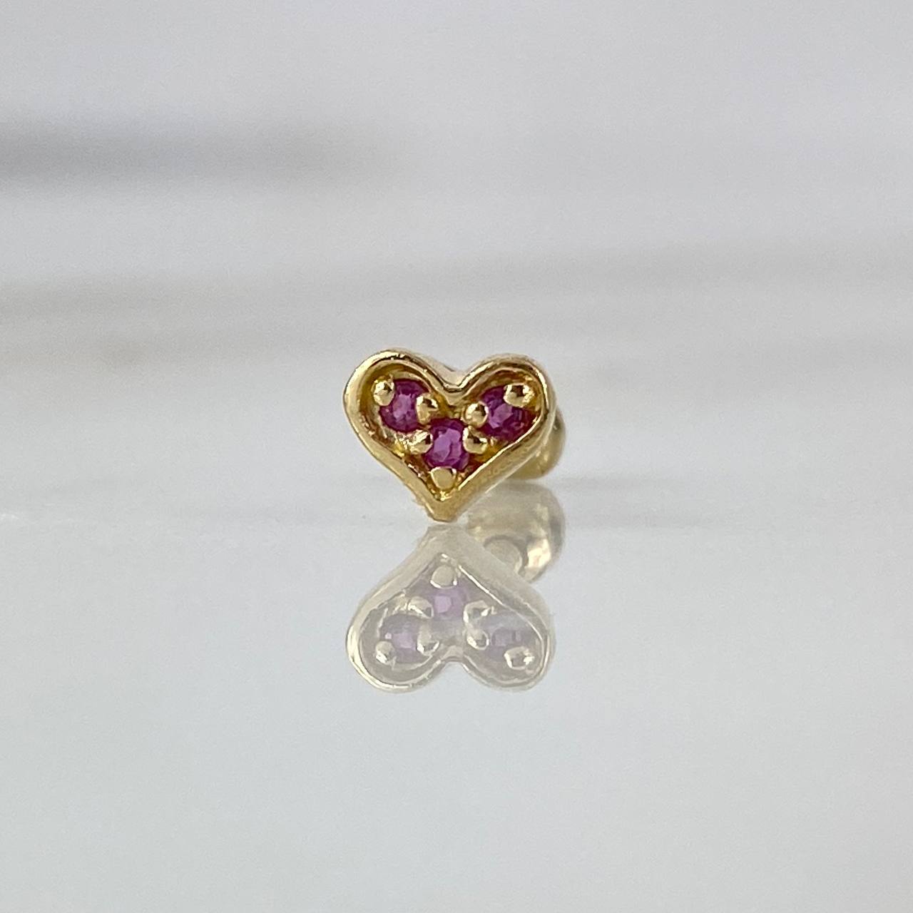 Piercing Corazon 6.5mm Rubies 3pts Bola 3mm Oro Amarillo (Joya)