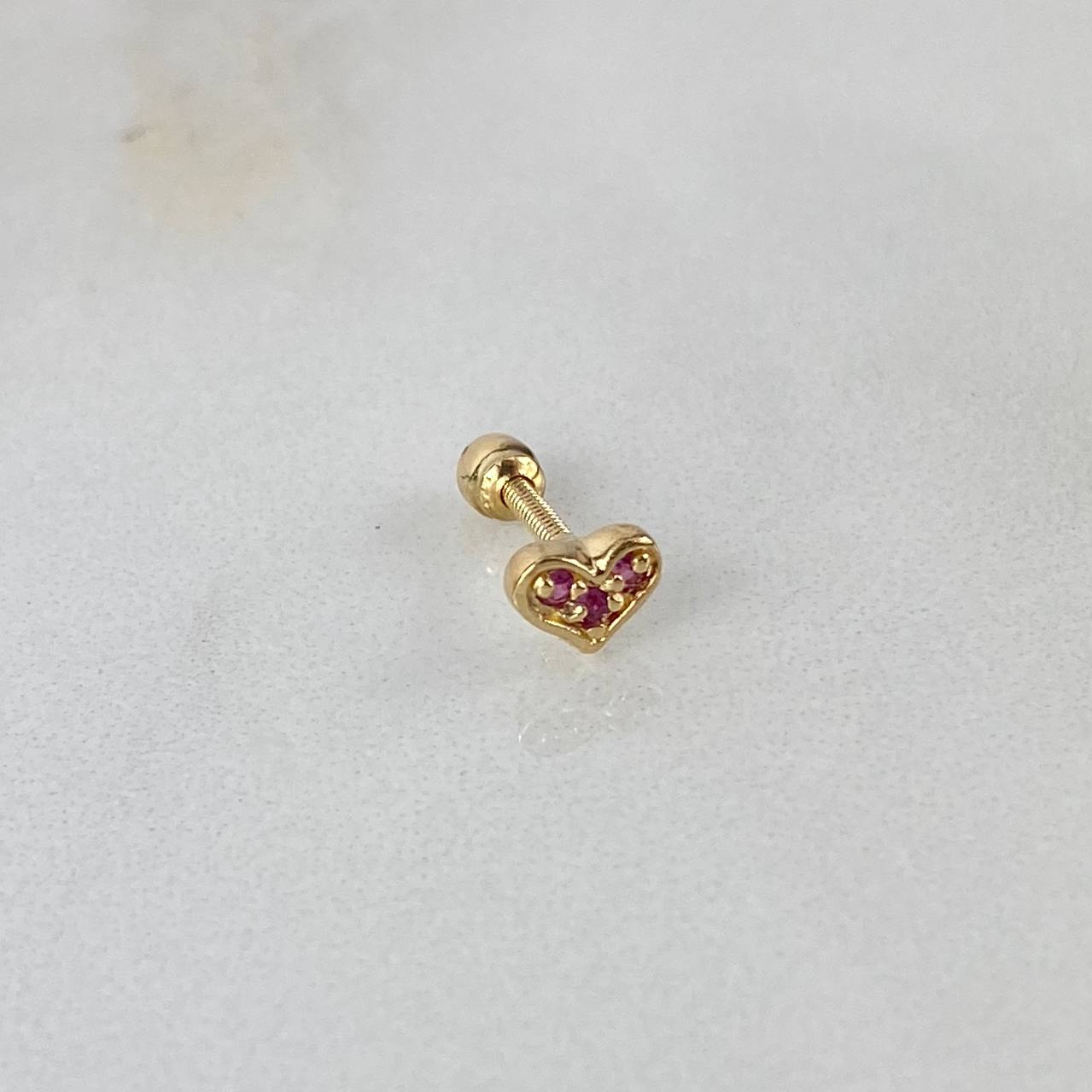 Piercing Corazon 6.5mm Rubies 3pts Bola 3mm Oro Amarillo (Joya)