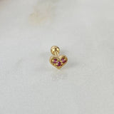 Piercing Corazon 6.5mm Rubies 3pts Bola 3mm Oro Amarillo (Joya)