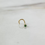 Piercing Chispa Curva 6mm Esmeralda 1.7pts Oro Amarillo (Joya)