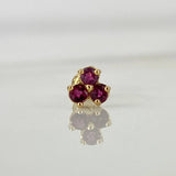 Piercing Trebol 6.5mm Rubies 14pts Bola 3mm Oro Amarillo (Joya)