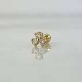 Piercing Trebol 6.5mm Diamantes 14pts Bola 3mm Oro Amarillo (Joya)