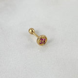 Piercing Circulo Cruzado 8mm Rubies 4pts Bola 3mm Oro Amarillo (Joya)