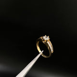 Anillo Puente 3.35gr / T6 / Solitario Circones Blancos  Oro Amarillo&