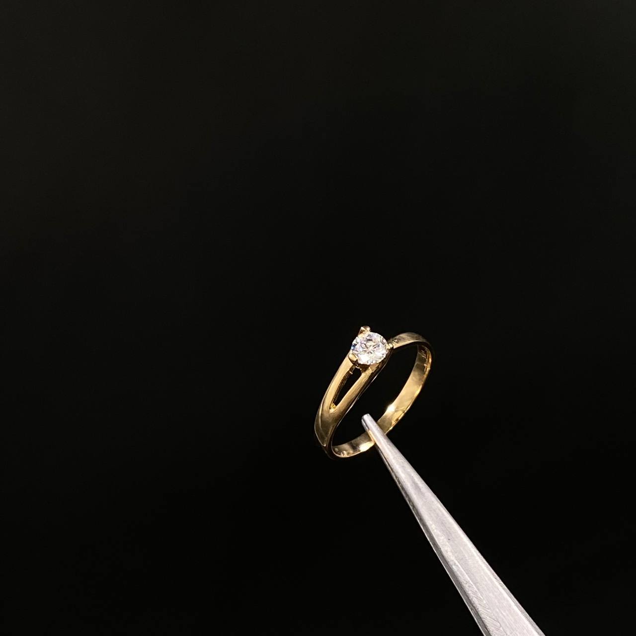 Anillo Viñeta 1.8gr / T5 3/4 / Solitario Circon Blanco  Oro Amarillo&