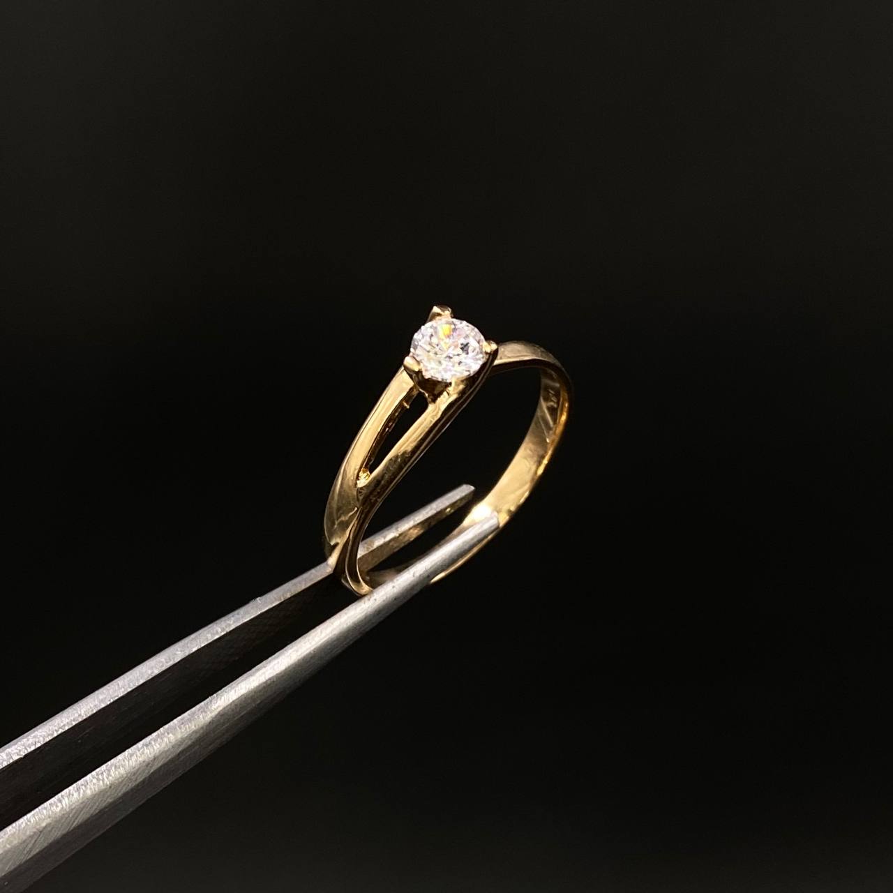 Anillo Viñeta 1.8gr / T5 3/4 / Solitario Circon Blanco  Oro Amarillo&