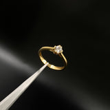 Anillo Arco de Rosa 1.95gr / T6 1/4 / Solitario Circon Blanco  Oro Amarillo&