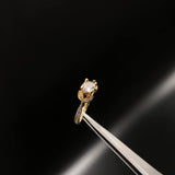 Anillo Laurel  2.35gr / T6 1/2 / Solitario Circones Blancos  Oro Amarillo&