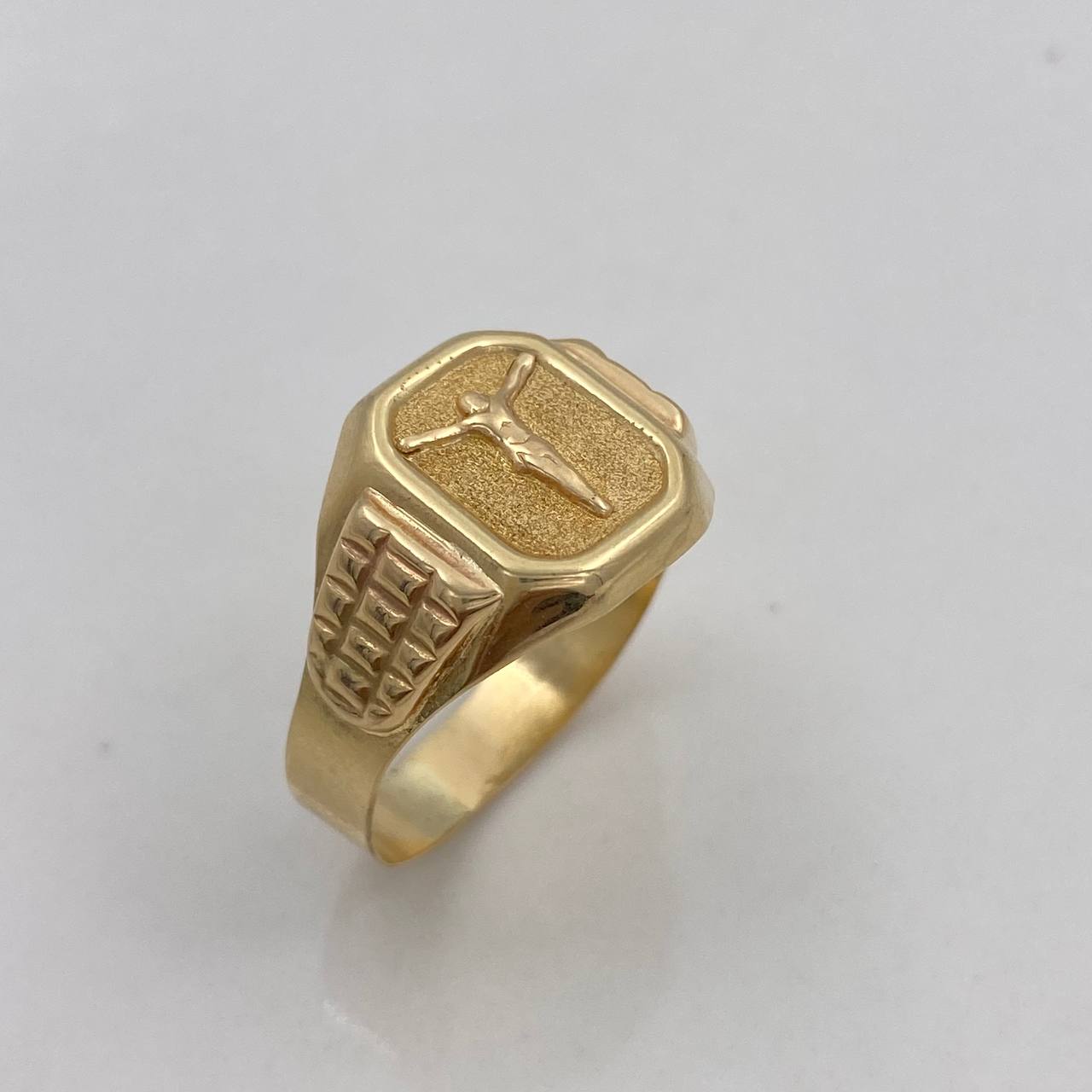 Anillo Sello Cruz Cristo  3.45gr / T10 1/2 Oro Amarillo &