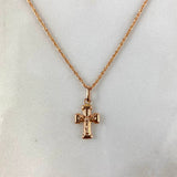 Cadena Lazo 1.05gr / 55cm + Dije Cruz Cristo Latina 0.5gr / 2cm Oro Rosa (Oferta)